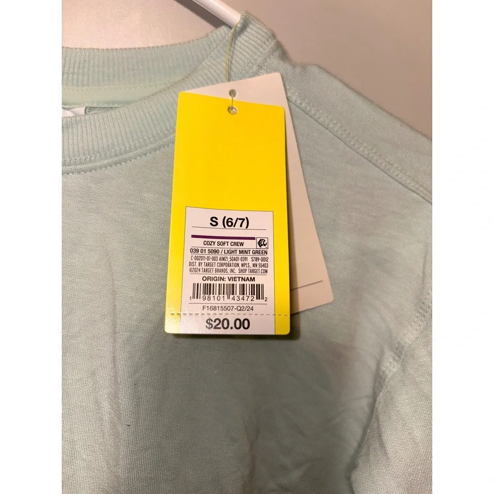 All In Motion Kids Cozy Soft‎ Crew Sweatshirt Mint Green Size S 6/7 NWT